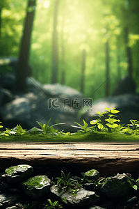 自然与惬意背景图片_电商自然植物绿色森林森系背景12