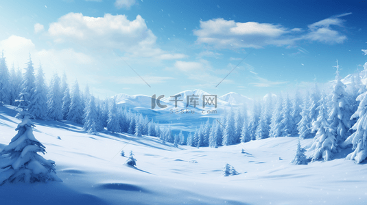 唯美风景天空背景图片_冰天雪地唯美风景插画13