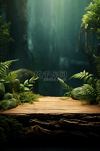 森系背景图片_电商自然植物绿色森林森系背景16