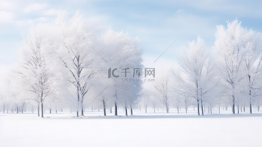 白雪覆盖的树木冬季景色10