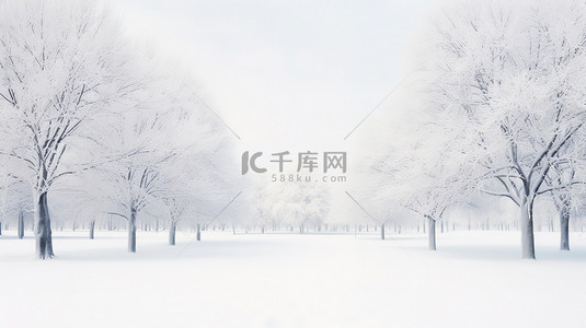 白雪覆盖的树木冬季景色2