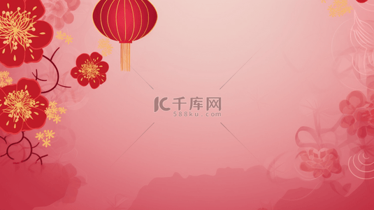 中花朵背景图片_红色传统春节灯笼装饰简约背景11