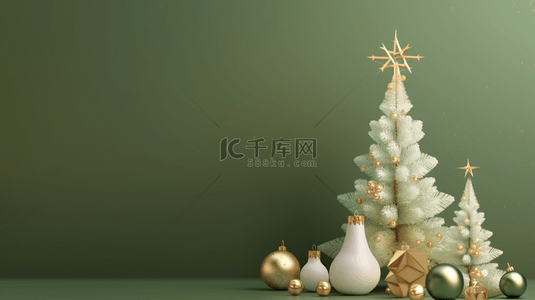 圣诞树立体背景图片_金奢高奢3D立体精美精致圣诞树