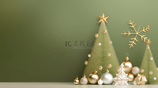 圣诞树立体背景图片_金奢高奢3D立体精美精致圣诞树