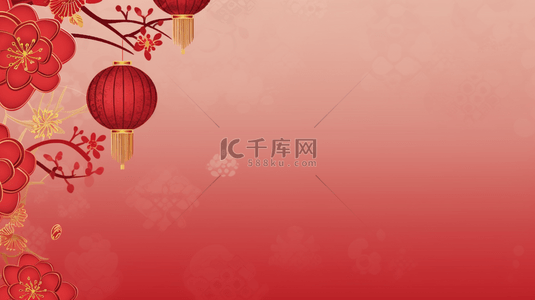 红色传统春节灯笼装饰简约背景1
