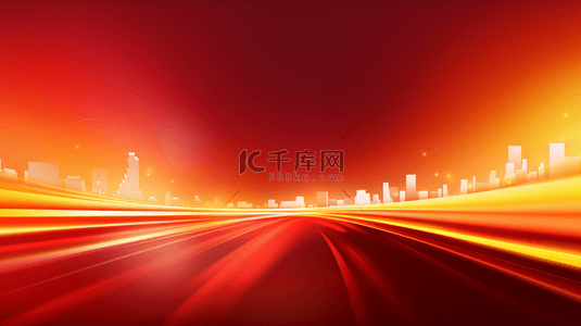 红色喜庆城市背景图片_金色抽象科技透视线条城市剪影红色背景13