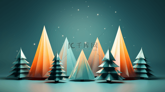 立体发光星星背景图片_唯美圣诞树创意背景3
