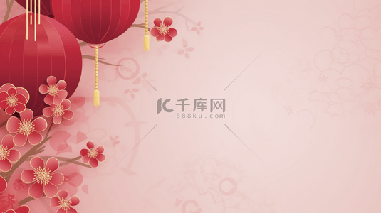 中花朵背景图片_红色传统春节灯笼装饰简约背景17