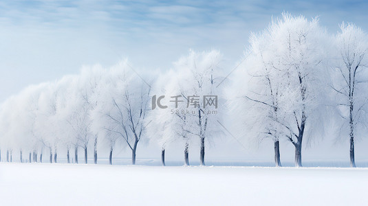 白雪覆盖的树木冬季景色7