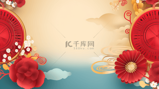 红色中国风春节传统古典背景29