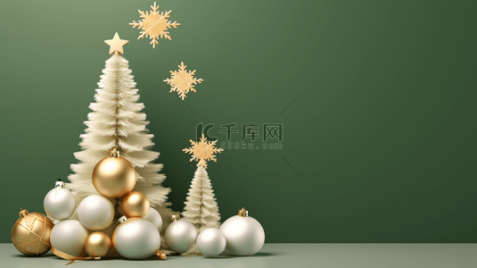 球球立体背景图片_金奢高奢3D立体精美精致圣诞树
