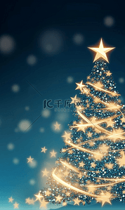 圣诞树简约背景图片_蓝色梦幻圣诞节简约唯美背景