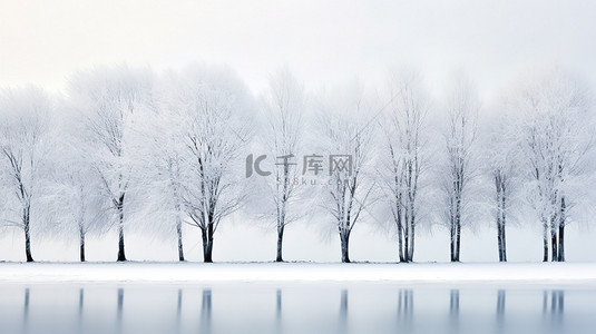 白雪覆盖的树木冬季景色9