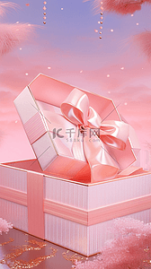 粉色3d立体背景图片_粉色空礼物盒化妆品美妆3D立体电商展台