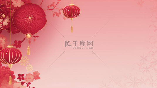 红色传统春节灯笼装饰简约背景2