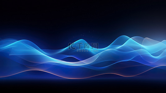 流动线条背景图片_光滑的蓝色抽象流动线条7