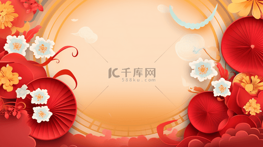红色中国风春节传统古典背景12