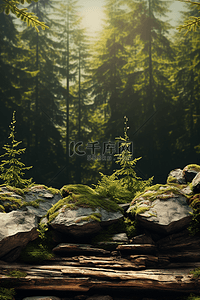森系背景图片_电商自然植物绿色森林森系背景13