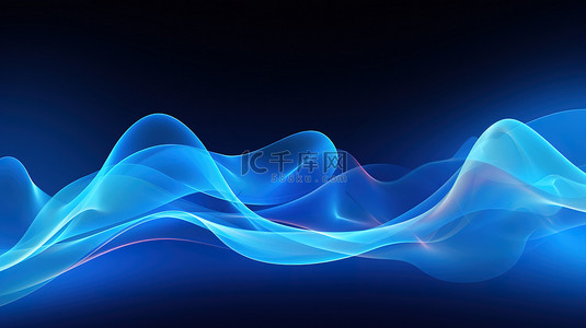 流动线条背景图片_光滑的蓝色抽象流动线条14