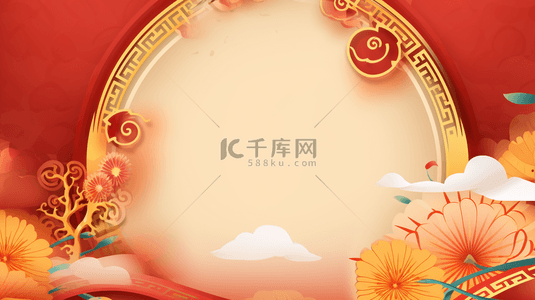 红色中国风春节传统古典背景4