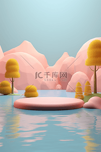 c4d渲染背景图片_c4d立体背景双十一卡通风格