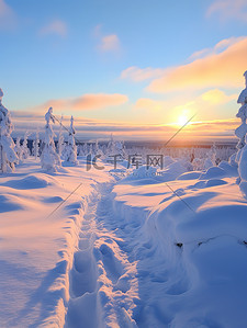 冬季日出背景图片_冬季雾蒙蒙的雪山6