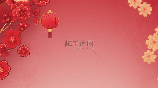中花朵背景图片_红色传统春节灯笼装饰简约背景10