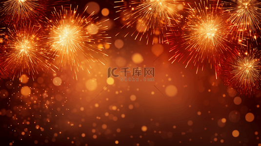金色烟花背景背景图片_红色新年喜庆烟花金色烟花背景