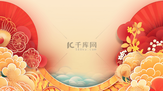 红色中国风春节传统古典背景7