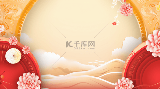 传统春节背景图片_红色中国风春节传统古典背景5