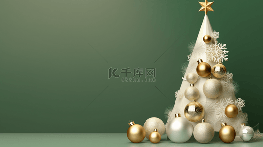 3d球立体球背景图片_金奢高奢3D立体精美精致圣诞树