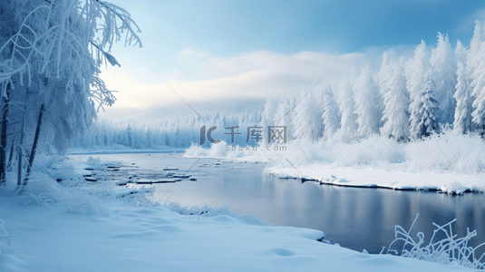 廉政插画背景图片_冰天雪地唯美风景插画27