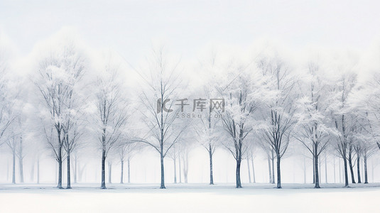 白雪覆盖的树木冬季景色13