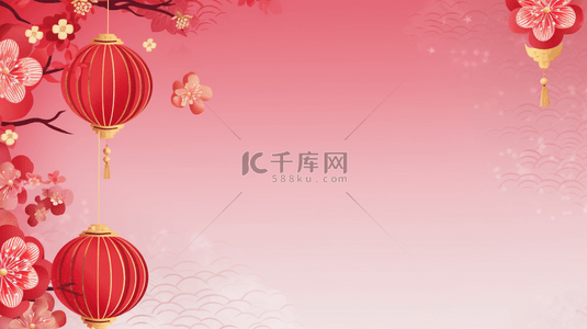 红色传统春节灯笼装饰简约背景13