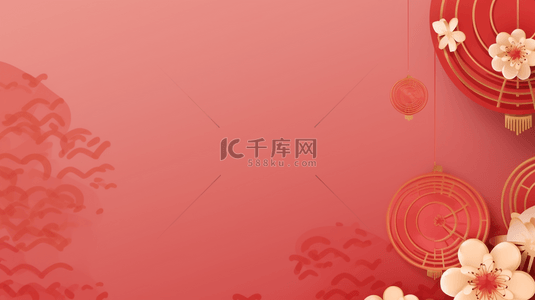 中花朵背景图片_红色传统春节灯笼装饰简约背景14