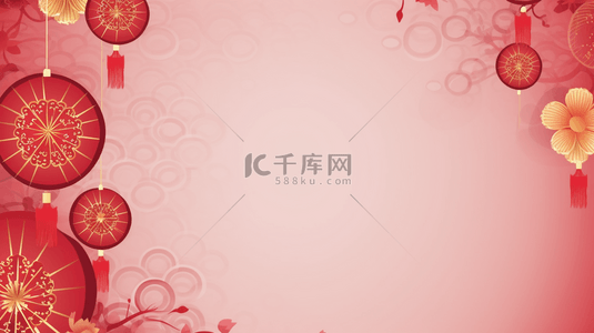红色传统春节灯笼装饰简约背景21