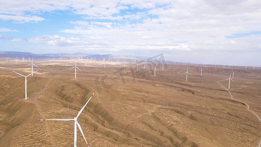 风景风力发电机能源电力航拍