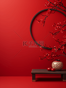 中国树枝背景图片_红色传统中国红古典简约装饰背景18