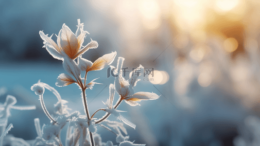 冬季花朵背景图片_冬季冰雪植物雪景背景4