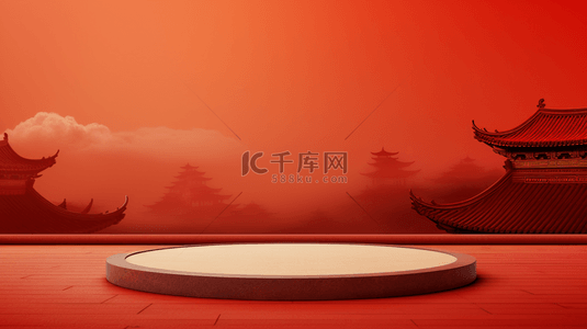 中国红建筑背景图片_红色传统中国红古典简约装饰背景10