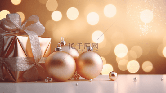 圣诞氛围背景图片_3D立体圣诞圆球装饰背景1