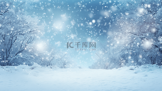 冬季雪地松树林下雪背景15