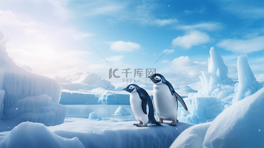 冬季南极企鹅动物背景10