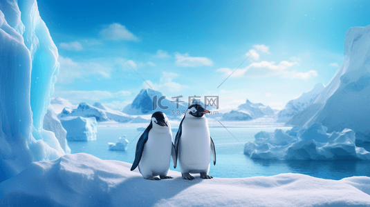 冬季南极企鹅动物背景22