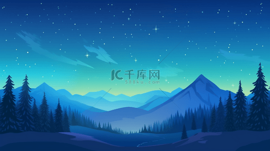 蓝色夜景山峰背景14