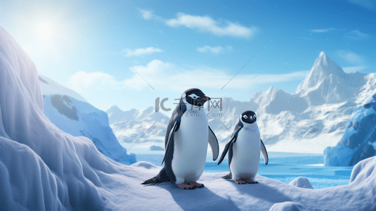 冬季南极企鹅动物背景16