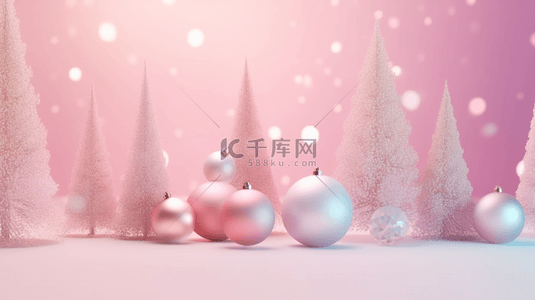 粉色圣诞节3D圣诞树电商场景展台背景