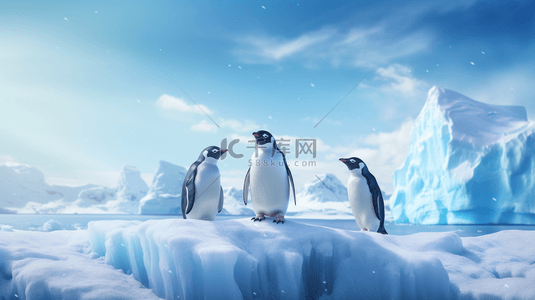 冬季南极企鹅动物背景11