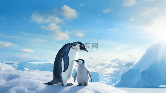冬季南极企鹅动物背景7