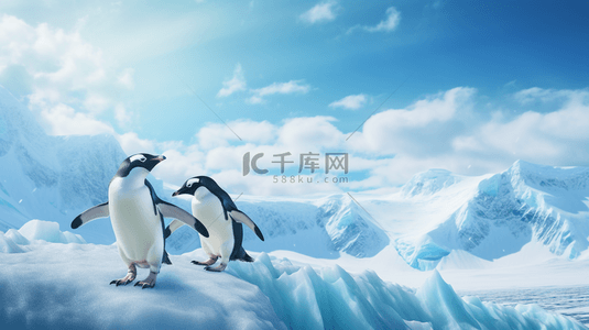冬季动物背景图片_冬季南极企鹅动物背景1